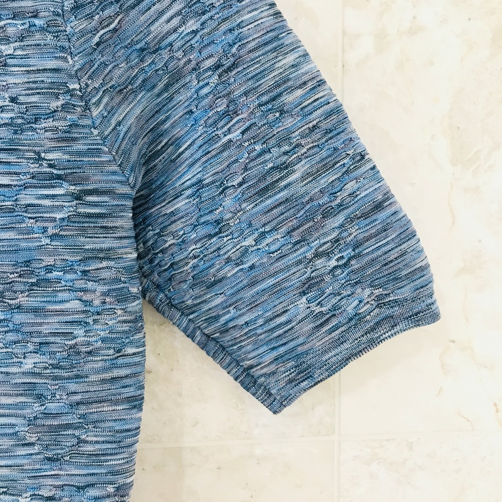 KAREN MILLEN {4} Dress Light Blue Metallic Knit Bodycon - Picture 6 of 15